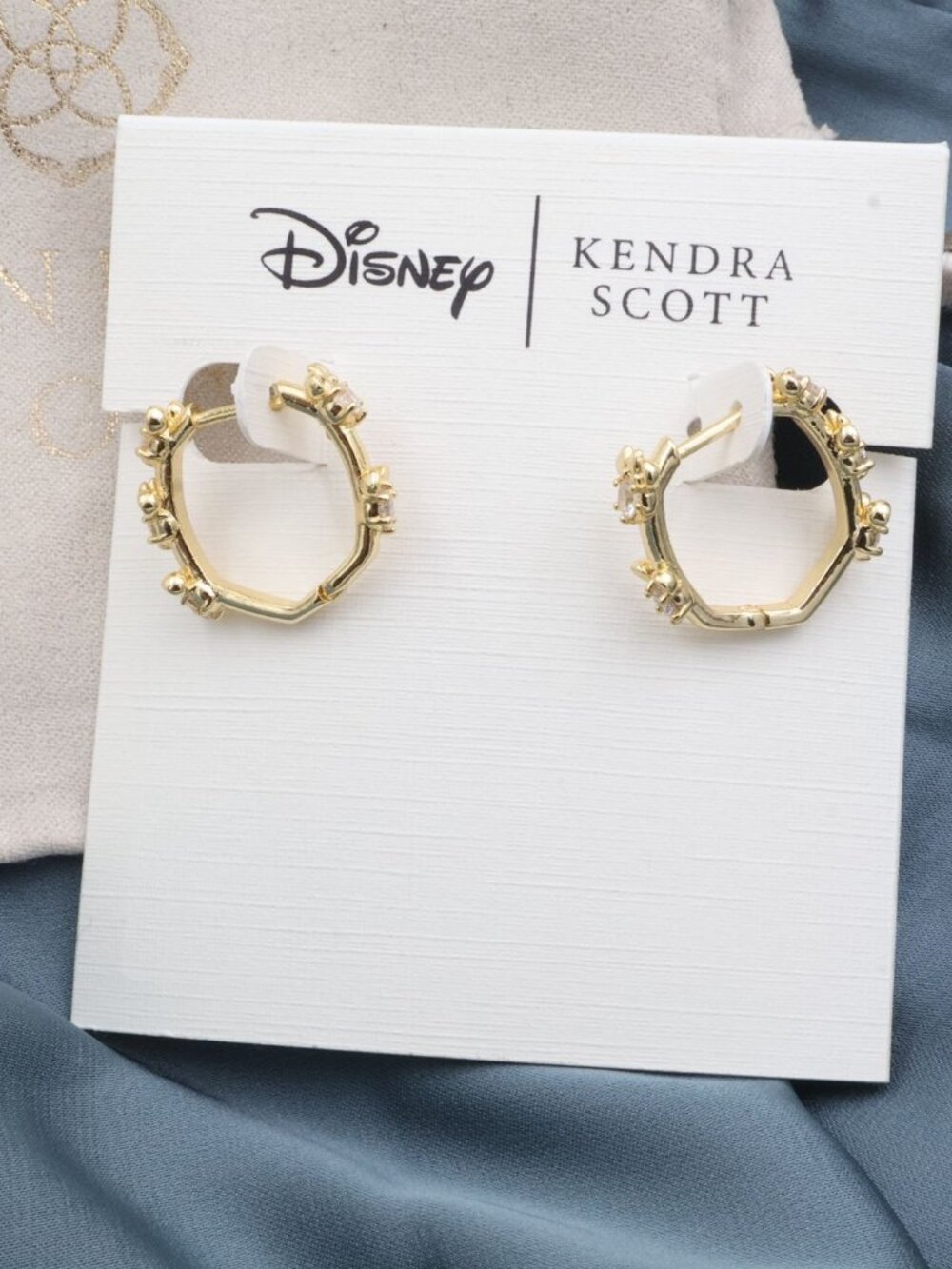 Kendra Scott Disney Gold White Cz Earrings NEW Perfect condition